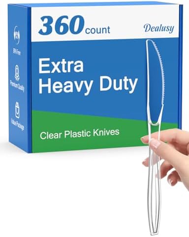 Dealusy 360 Count Heavy Duty Clear Plastic Knives BPA-Free