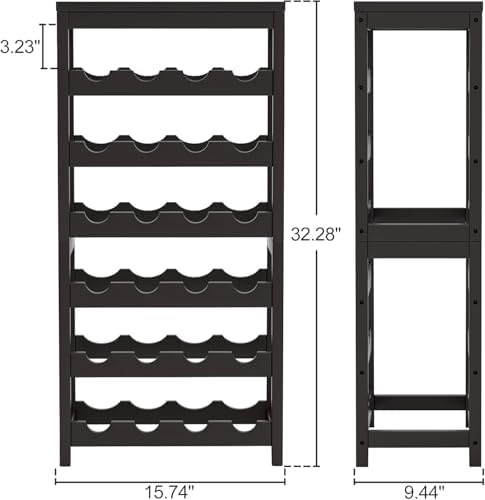 FoverOne 24-Bottle Bamboo Freestanding Wine Rack - Dark Brown