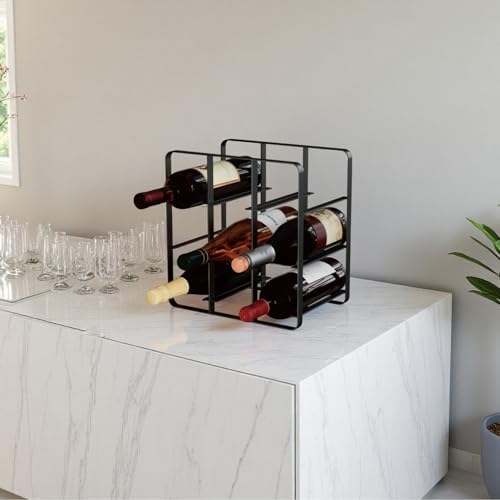 Buruis 9-Bottle Metal Wine Rack Black Freestanding 1