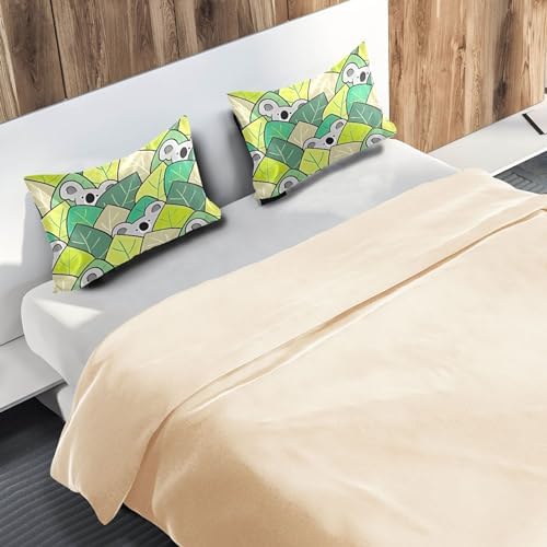 TSENQUE Cartoon Koala Bear Leaf Sateen Pillowcase 1