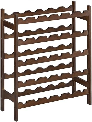 SONGMICS 30-Bottle Bamboo Wine Rack 5-Tier Freestanding Display Stand