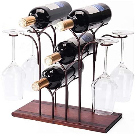 ALDEPO Gold Wine Rack with 4 Bottles and 4 Glasses