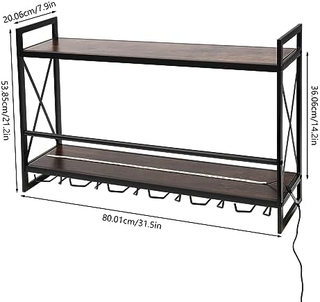 WUSILILU 2Tiers LED Wine Rack Wall Mount with Remote Control