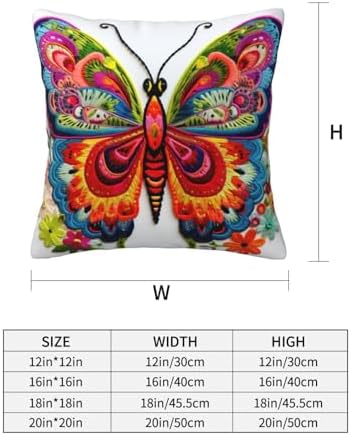 Ogniwo Embroidery Butterfly Throw Pillow 12x12 Inch Soft Square Cushion Case 1