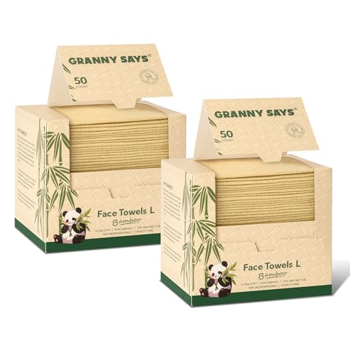 GRANNY SAYS Bamboo Face Towels 100 Count2 Pack 8x10 Inches