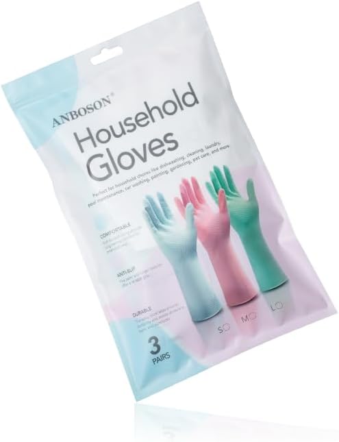 ANBOSON 14mil Non-Slip Latex Dishwashing Gloves 1