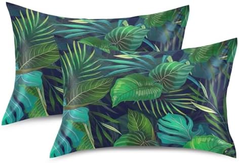 TSENQUE Exotic Tropical Plants Satin Pillow Case Cooling Bed Decor