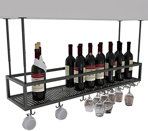 Suuim Adjustable Metal Wine Holder with Ceiling Rack