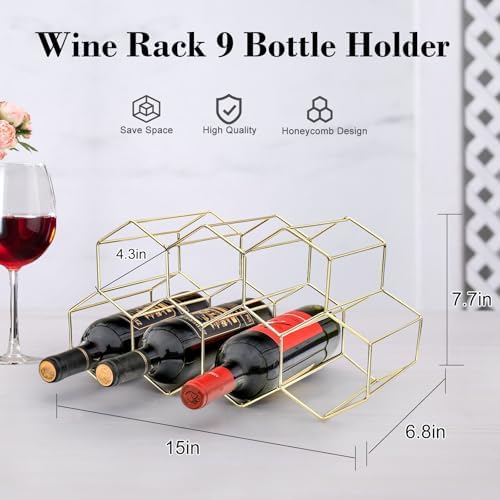 Handisen Gold Wire Wine Rack for Small Spaces