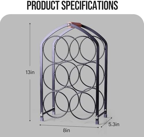 Drincarier 6 Bottle Countertop Wine Rack - Modern Black Metal 3 Tier Stand 1