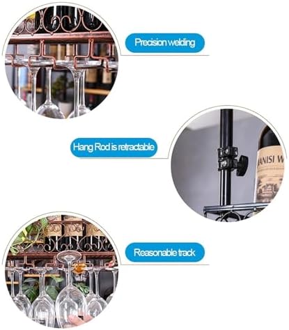 KIPOMC Adjustable Wine Rack with Glass Holder 100cm Heavy Duty Wall Shelf