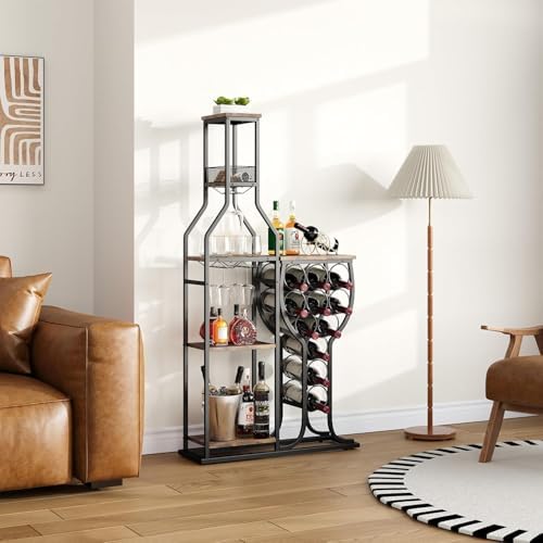 HavenlyYouth 5-Tier Freestanding Wine Cabinet with RGB Lighting 1