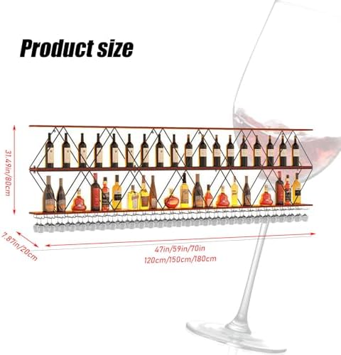 59in Wall Mount Wine Rack with Glass Holder