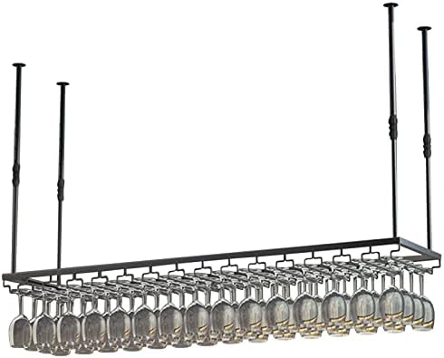 Ceiling Hanging Bar Wine Rack - Black Metal Holder 1