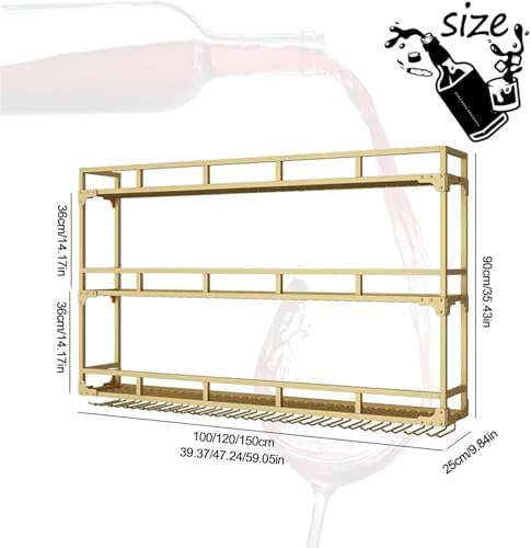 Wall Mounted Wine Rack 3 Tiers Gold Metal