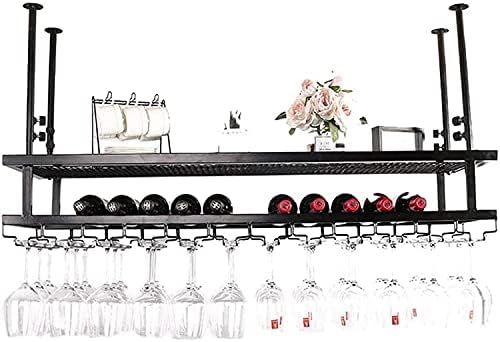 Suuim Hanging Wine Rack with Glass Holder and Shelf