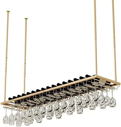 Ceiling Hanging Wine Rack with Glass Holder Shelf 80Cm27Cm Simple Style Iron Frame