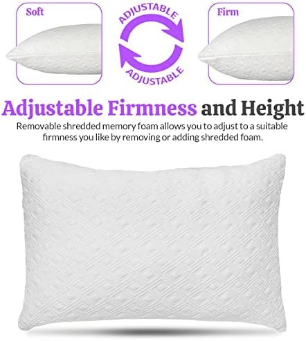 2 Pack King Size Rayon Bamboo Pillows with Memory Foam