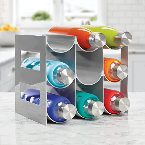 mDesign Wine Rack Storage Organizer - 3 Tiers 9 Bottles Gray