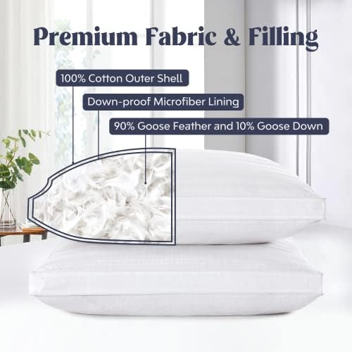 Puredown Goose Feathers and Down Pillow King Size Set of 2