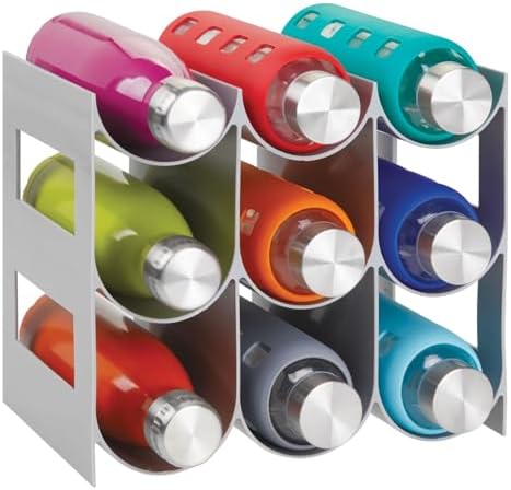 mDesign Wine Rack Storage Organizer - 3 Tiers 9 Bottles Gray