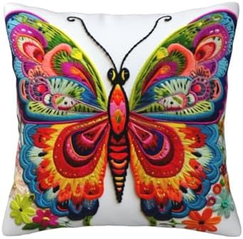Ogniwo Embroidery Butterfly Throw Pillow 12x12 Inch Soft Square Cushion Case 1