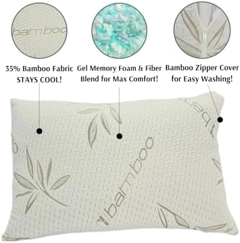 Sleep Touch Green Leaf Shredded Memory Foam Pillow Cool Supportive