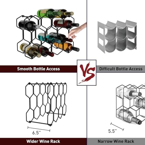 Buruis 14-Bottle Modern Metal Wine Rack - Black