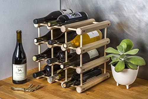 JK Adams Wood Stackable Wine Rack 12 Bottle Ash