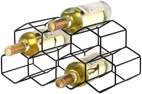 Drincarier 9 Bottle Countertop Wine Rack - Modern Black Metal 2 Tier