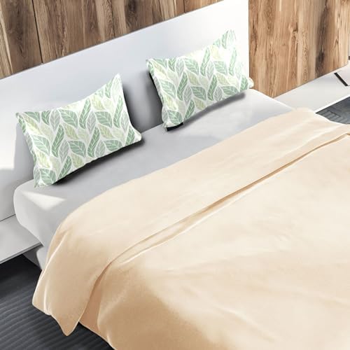TSENQUE Geometric Green Leaves Pattern Satin Pillow Case