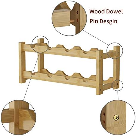 BAMEOS 8-Bottle Freestanding Bamboo Wine Rack