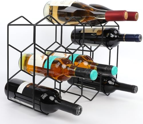 Luoieo Black Wine Rack 14 Bottles 3 Tier Matte Stainless Steel Holder