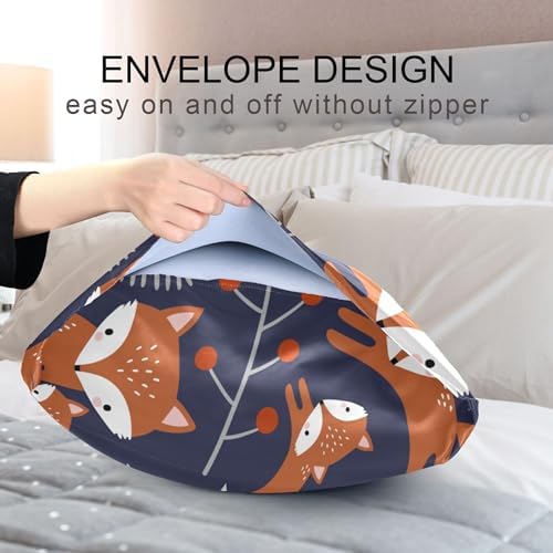 TSENQUE Cute Fox Leaves Berry Satin Pillow Case