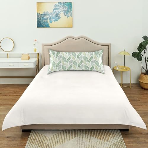 TSENQUE Geometric Green Leaves Pattern Satin Pillow Case