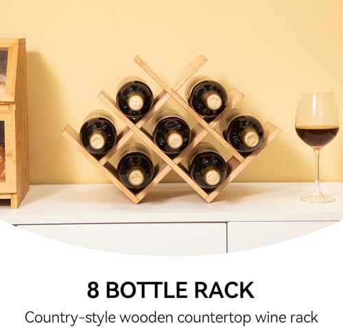 KIRIGEN 3-Tier Wooden Wine Rack for 8 Bottles 1