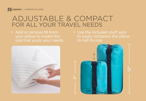 Nappler Black Shredded Memory Foam Travel Pillow - Compressible Breathable Machine Washable