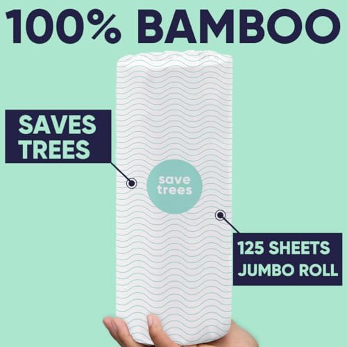Bamboo Paper Towels 12pk - 1800 Sheets Eco-Friendly Kitchen Rolls
