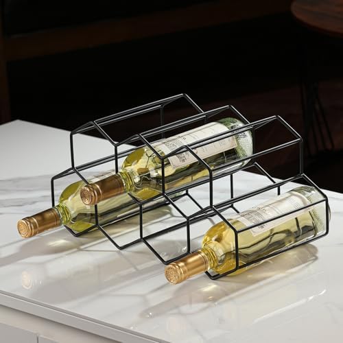 Drincarier 9 Bottle Countertop Wine Rack - Modern Black Metal 2 Tier