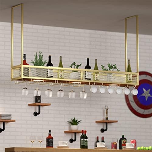 LUCEAE Wall-Mounted Wine Rack with Glass Holder and 2-Layer Storage