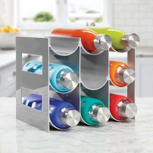 mDesign Wine Rack Storage Organizer - 3 Tiers 9 Bottles Gray
