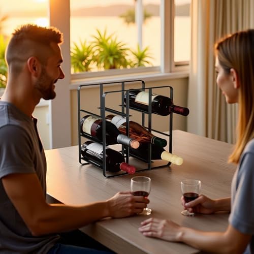 Buruis 9-Bottle Metal Wine Rack Black Freestanding 1