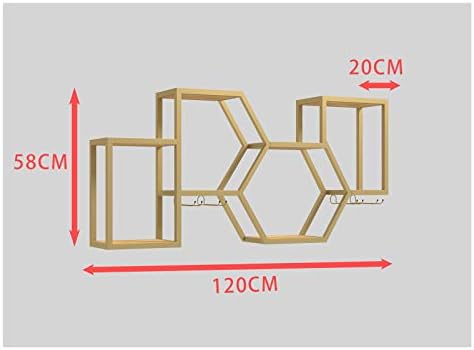 BOCbco Wall-Mounted Wine Rack in Gold with Iron Art