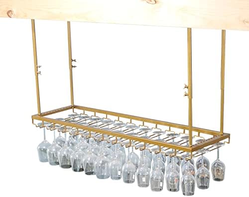 Suuim Ceiling Wine Rack Holder Adjustable Stemware Storage for Bar Kitchen