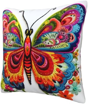 Ogniwo Embroidery Butterfly Throw Pillow 12x12 Inch Soft Square Cushion Case 1
