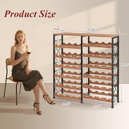 Sonyabecca 48 Bottle Freestanding Wine Rack with Solid Wood Top