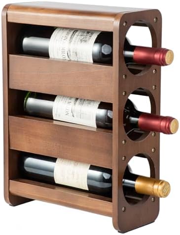 Satu Brown 3 Bottle Wine Rack Pine Wood Holder