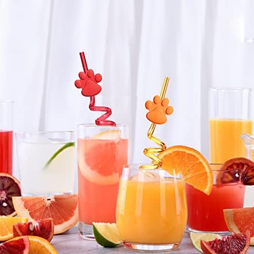FZR Legend 24 Paw Patterned Drinking Straws with Cleaning Brush