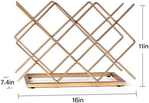 Drincarier Modern Gold Wine Rack 10 Bottle Countertop Stand