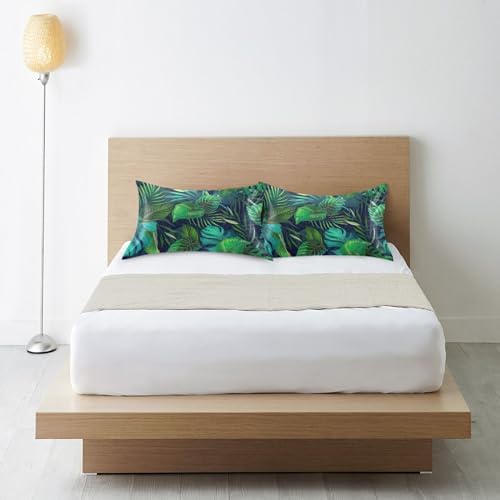TSENQUE Exotic Tropical Plants Satin Pillow Case Cooling Bed Decor